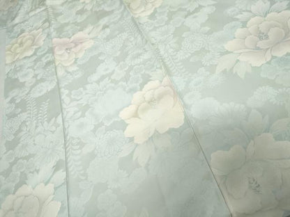 平和屋着物●上質な小紋　地紋起こし　草花文　銀糸　正絹　逸品　AABJ3264cs
