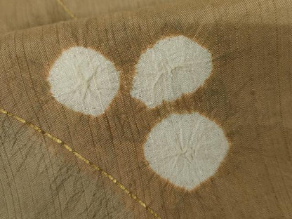 平和屋着物●訪問着　紬地　絞り　枝花文　金彩　正絹　逸品　AABJ3265cs