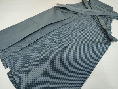 平和屋着物●男性　人間国宝　甲田綏郎　精好仙台平　馬乗り袴　縞　正絹　逸品　AABJ3266cs