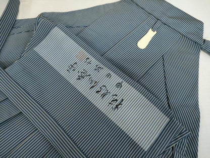 平和屋着物●男性　人間国宝　甲田綏郎　精好仙台平　馬乗り袴　縞　正絹　逸品　AABJ3266cs