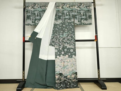 平和屋着物●訪問着　中国三大刺繍　スワトウ刺繍　汕頭刺繍　吉祥花鳥文　金糸　ますいわ屋扱い　正絹　逸品　AABJ3273cs