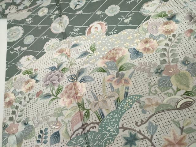平和屋着物○訪問着 中国三大刺繍 スワトウ刺繍 汕頭刺繍 吉祥花鳥