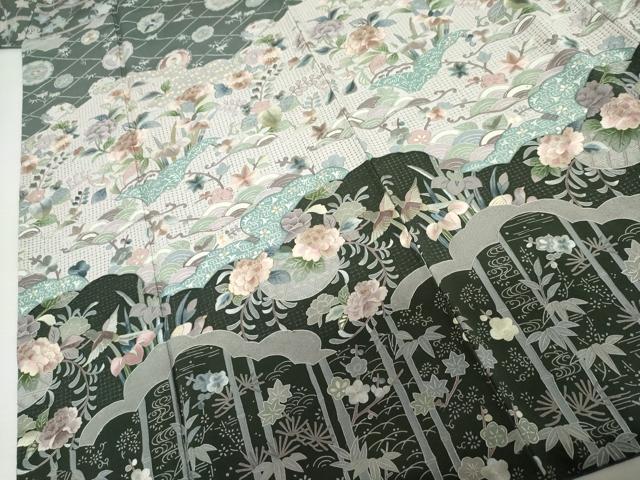 平和屋着物●訪問着　中国三大刺繍　スワトウ刺繍　汕頭刺繍　吉祥花鳥文　金糸　ますいわ屋扱い　正絹　逸品　AABJ3273cs