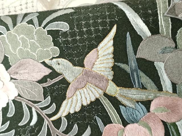 平和屋着物●訪問着　中国三大刺繍　スワトウ刺繍　汕頭刺繍　吉祥花鳥文　金糸　ますいわ屋扱い　正絹　逸品　AABJ3273cs