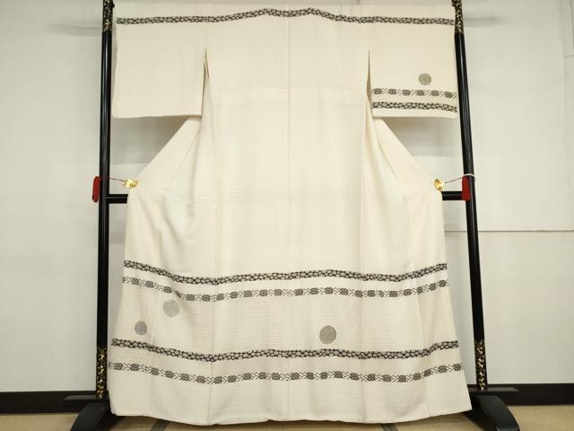 平和屋着物●訪問着　中国三大刺繍　汕頭刺繍　スワトウ刺繍　相良刺繍　横段丸文　金糸　正絹　逸品　AABJ3275cs