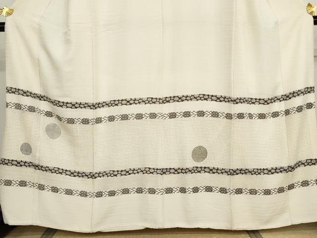 平和屋着物●訪問着　中国三大刺繍　汕頭刺繍　スワトウ刺繍　相良刺繍　横段丸文　金糸　正絹　逸品　AABJ3275cs