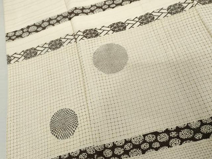 平和屋着物●訪問着　中国三大刺繍　汕頭刺繍　スワトウ刺繍　相良刺繍　横段丸文　金糸　正絹　逸品　AABJ3275cs