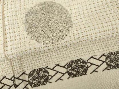 平和屋着物●訪問着　中国三大刺繍　汕頭刺繍　スワトウ刺繍　相良刺繍　横段丸文　金糸　正絹　逸品　AABJ3275cs