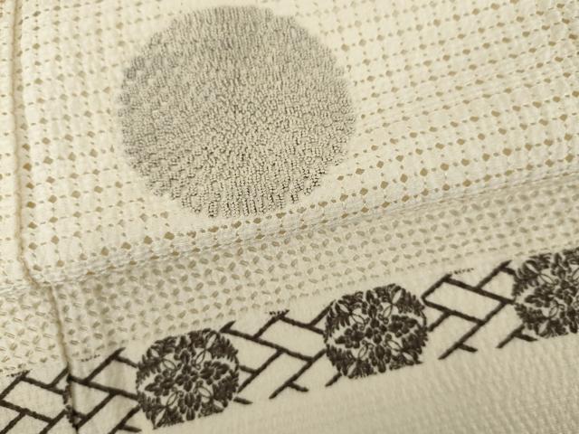 平和屋着物●訪問着　中国三大刺繍　汕頭刺繍　スワトウ刺繍　相良刺繍　横段丸文　金糸　正絹　逸品　AABJ3275cs