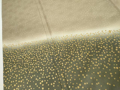平和屋着物●人間国宝　福田喜三郎　訪問着　箔散らし　暈し染め　金彩　正絹　逸品　AABJ3277cs