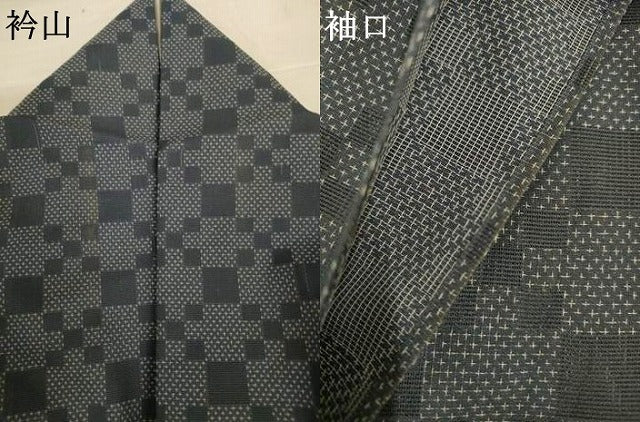 平和屋着物＊夏物　お召　紗　幾何学紋紗　正絹　逸品　AABJ3283jd