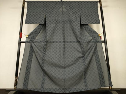 平和屋着物＊夏物　お召　紗　幾何学紋紗　正絹　逸品　AABJ3283jd