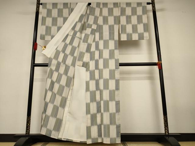 平和屋着物＊夏物　紗紬　格子　正絹　逸品　AABJ3284jd