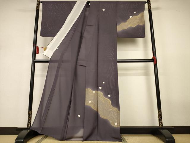 平和屋着物＊夏物　訪問着　絽　駒刺繍　飛鳥文　金彩　正絹　逸品　AABJ3285jd