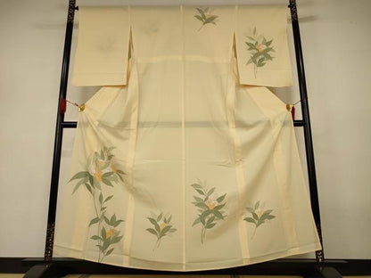 平和屋着物＊夏物　訪問着　絽　草花文　銀彩　正絹　逸品　AABJ3290jd