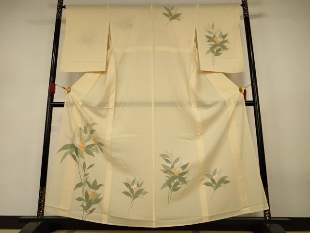 平和屋着物＊夏物　訪問着　絽　草花文　銀彩　正絹　逸品　AABJ3290jd