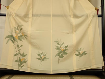 平和屋着物＊夏物　訪問着　絽　草花文　銀彩　正絹　逸品　AABJ3290jd