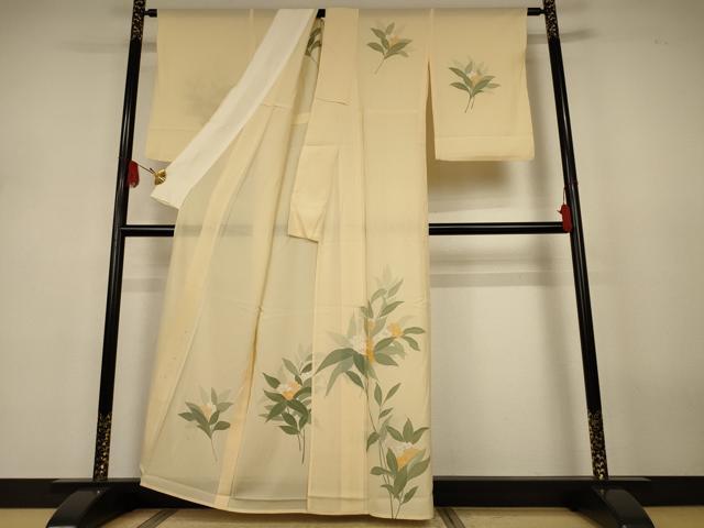 平和屋着物＊夏物　訪問着　絽　草花文　銀彩　正絹　逸品　AABJ3290jd