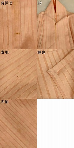 平和屋着物＊夏物　色無地　縦絽　縞　人色　正絹　逸品　AABJ3291jd
