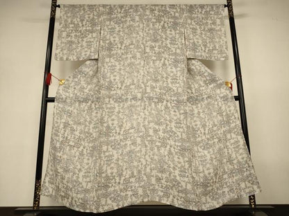平和屋着物＊夏物　小千谷ちぢみ　洋花文　麻　逸品　AABJ3297jd