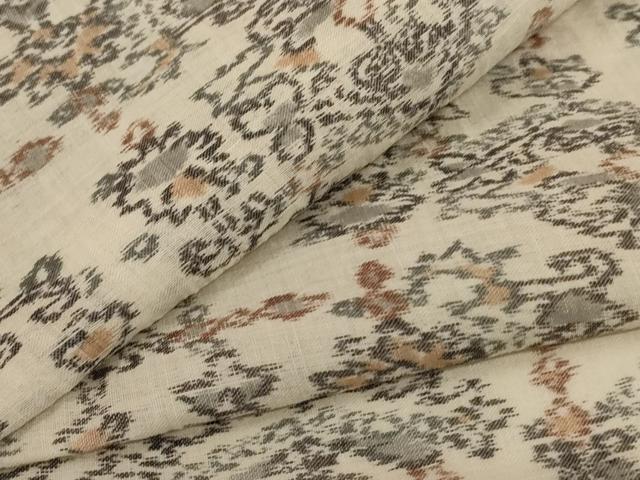 平和屋着物＊夏物　小千谷ちぢみ　洋花文　麻　逸品　AABJ3297jd