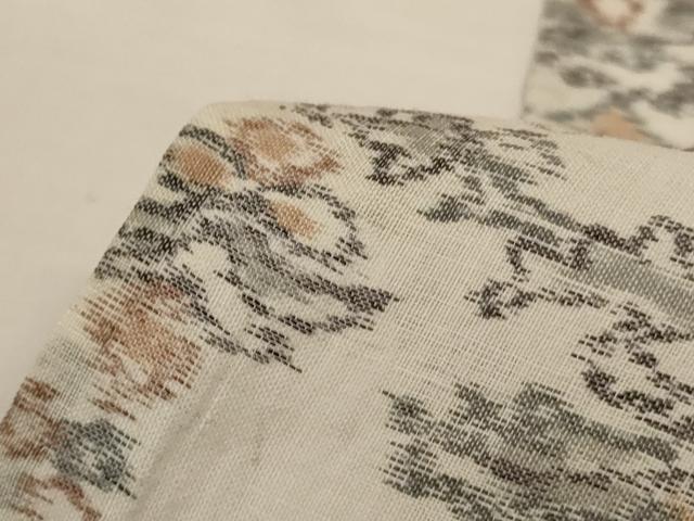 平和屋着物＊夏物　小千谷ちぢみ　洋花文　麻　逸品　AABJ3297jd