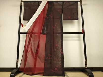 平和屋着物＊夏物　小紋　紗　草花文　やまと誂製　正絹　逸品　未使用　AABJ3300jd