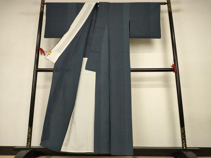 平和屋着物＊夏物　お召　間道　正絹　逸品　AABJ3301jd