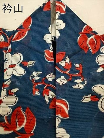 平和屋着物＊夏物　小紋　絽　草花文　洗える着物　AABJ3303jd