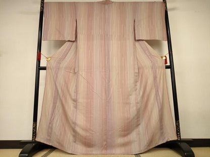 平和屋着物＊夏物　小紋　縞紋紗　暈し染め　正絹　逸品　AABJ3305jd