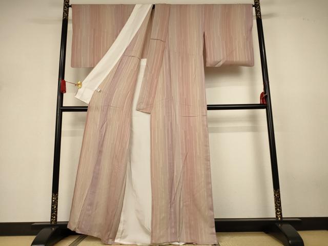 平和屋着物＊夏物　小紋　縞紋紗　暈し染め　正絹　逸品　AABJ3305jd
