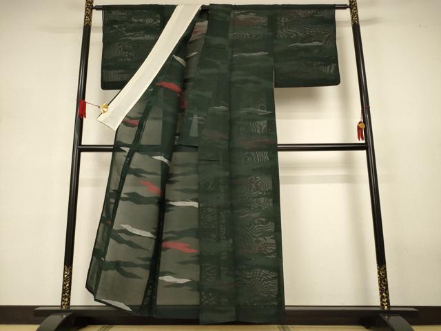 平和屋着物＊夏物　小紋　紗　霞文　正絹　逸品　AABJ3307jd