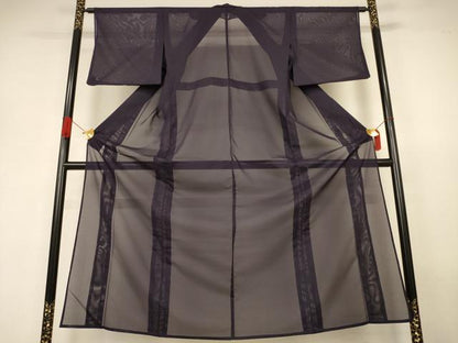 平和屋着物＊夏物　色無地　絽　黒紅色　洗える着物　AABJ3311jd