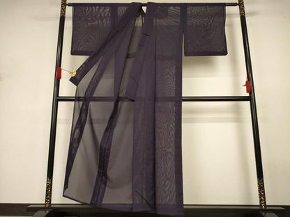 平和屋着物＊夏物　色無地　絽　黒紅色　洗える着物　AABJ3311jd