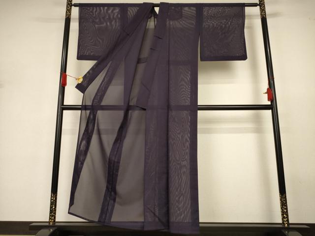 平和屋着物＊夏物　色無地　絽　黒紅色　洗える着物　AABJ3311jd