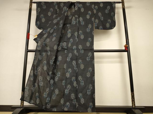 平和屋着物＊夏物　重要無形文化財　本場宮古上布　吉祥文　苧麻　逸品　AABJ3314jd