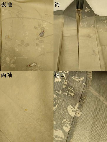 平和屋着物＊夏物　訪問着　紗紬　刺繍　萩　蛍　正絹　逸品　AABJ3315jd