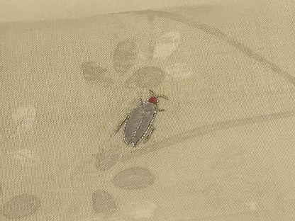 平和屋着物＊夏物　訪問着　紗紬　刺繍　萩　蛍　正絹　逸品　AABJ3315jd
