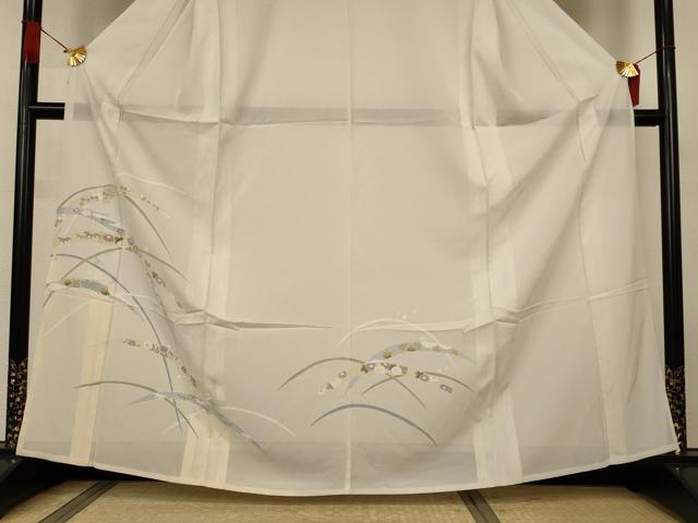 平和屋着物＊夏物　訪問着　絽　芝花文　暈し染め　五泉　反端付き　正絹　逸品　AABJ3317jd
