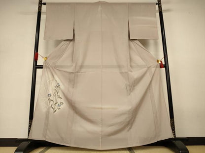 平和屋着物＊夏物　訪問着　絽　駒刺繍　手描き　草花文　暈し染め　金彩　正絹　逸品　未使用　AABJ3321jd