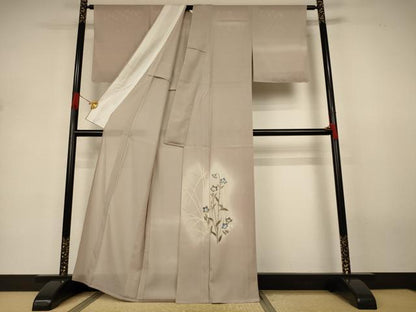 平和屋着物＊夏物　訪問着　絽　駒刺繍　手描き　草花文　暈し染め　金彩　正絹　逸品　未使用　AABJ3321jd