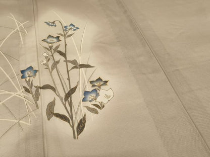 平和屋着物＊夏物　訪問着　絽　駒刺繍　手描き　草花文　暈し染め　金彩　正絹　逸品　未使用　AABJ3321jd