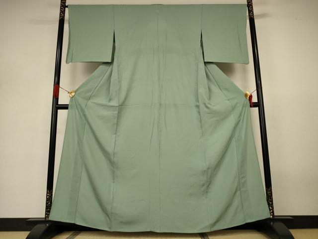 平和屋着物＊夏物　色無地　絽　山葵色　正絹　逸品　AABJ3322jd
