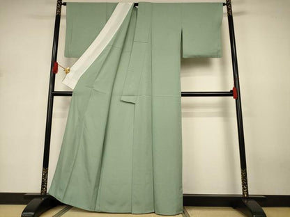 平和屋着物＊夏物　色無地　絽　山葵色　正絹　逸品　AABJ3322jd
