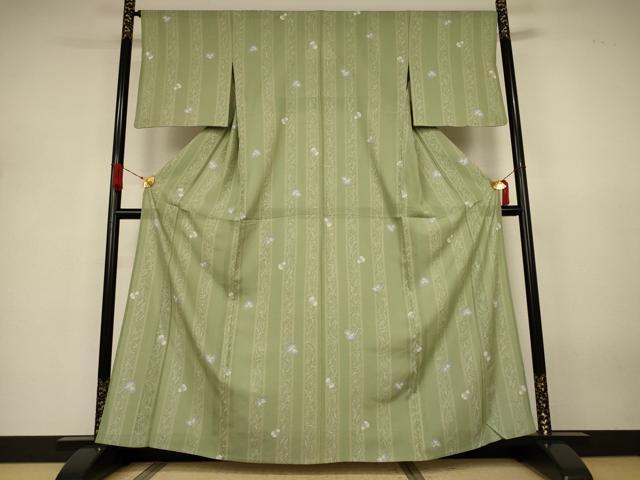 平和屋着物＊夏物　小紋　絽　草花間道　五泉　反端付き　正絹　逸品　AABJ3324jd