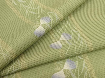 平和屋着物＊夏物　小紋　絽　草花間道　五泉　反端付き　正絹　逸品　AABJ3324jd