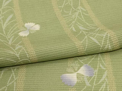 平和屋着物＊夏物　小紋　絽　草花間道　五泉　反端付き　正絹　逸品　AABJ3324jd