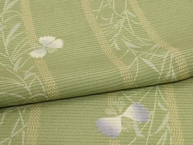 平和屋着物＊夏物　小紋　絽　草花間道　五泉　反端付き　正絹　逸品　AABJ3324jd