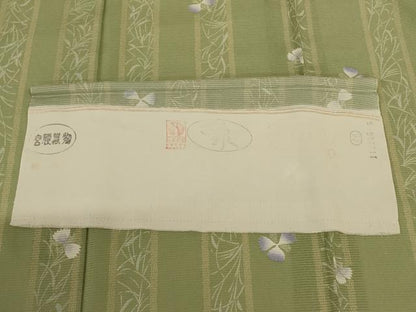 平和屋着物＊夏物　小紋　絽　草花間道　五泉　反端付き　正絹　逸品　AABJ3324jd