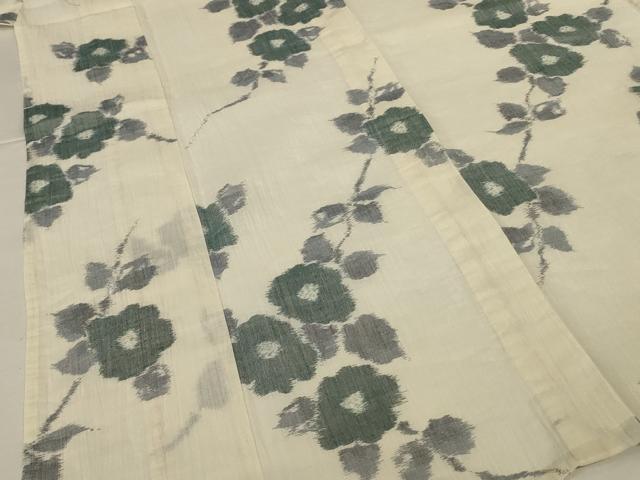 平和屋着物＊夏物 小千谷ちぢみ 草花文 麻 逸品 AABJ3328jd